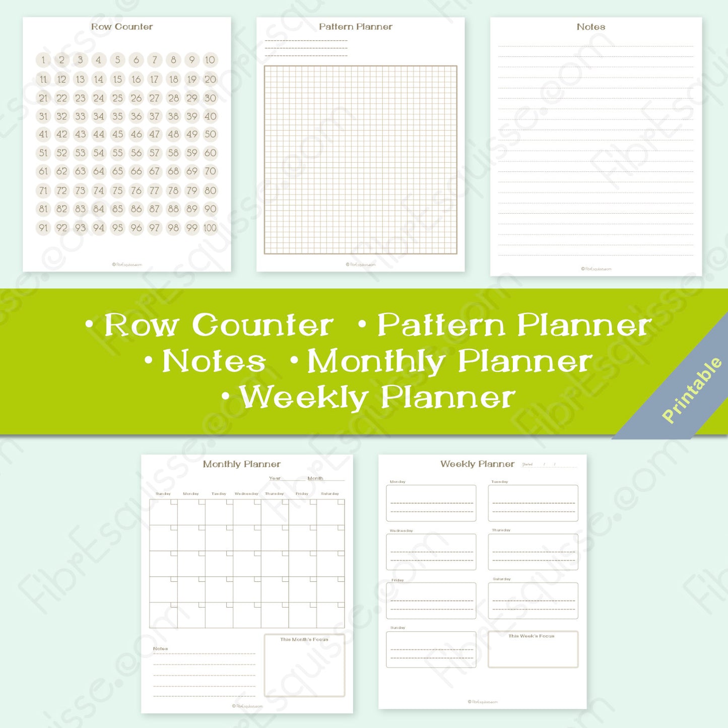 Knitting & Crocheting Planner Template :プリント用