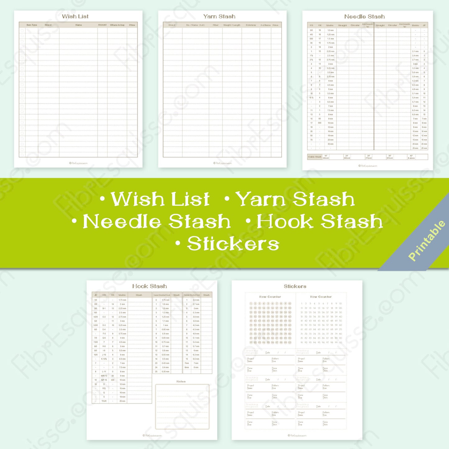 Knitting & Crocheting Planner Template :プリント用