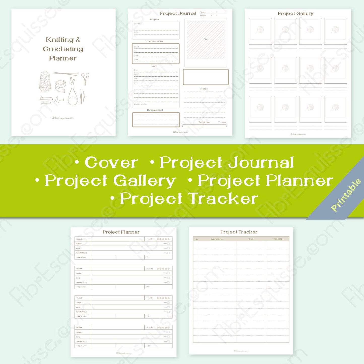 Knitting & Crocheting Planner Template :プリント用