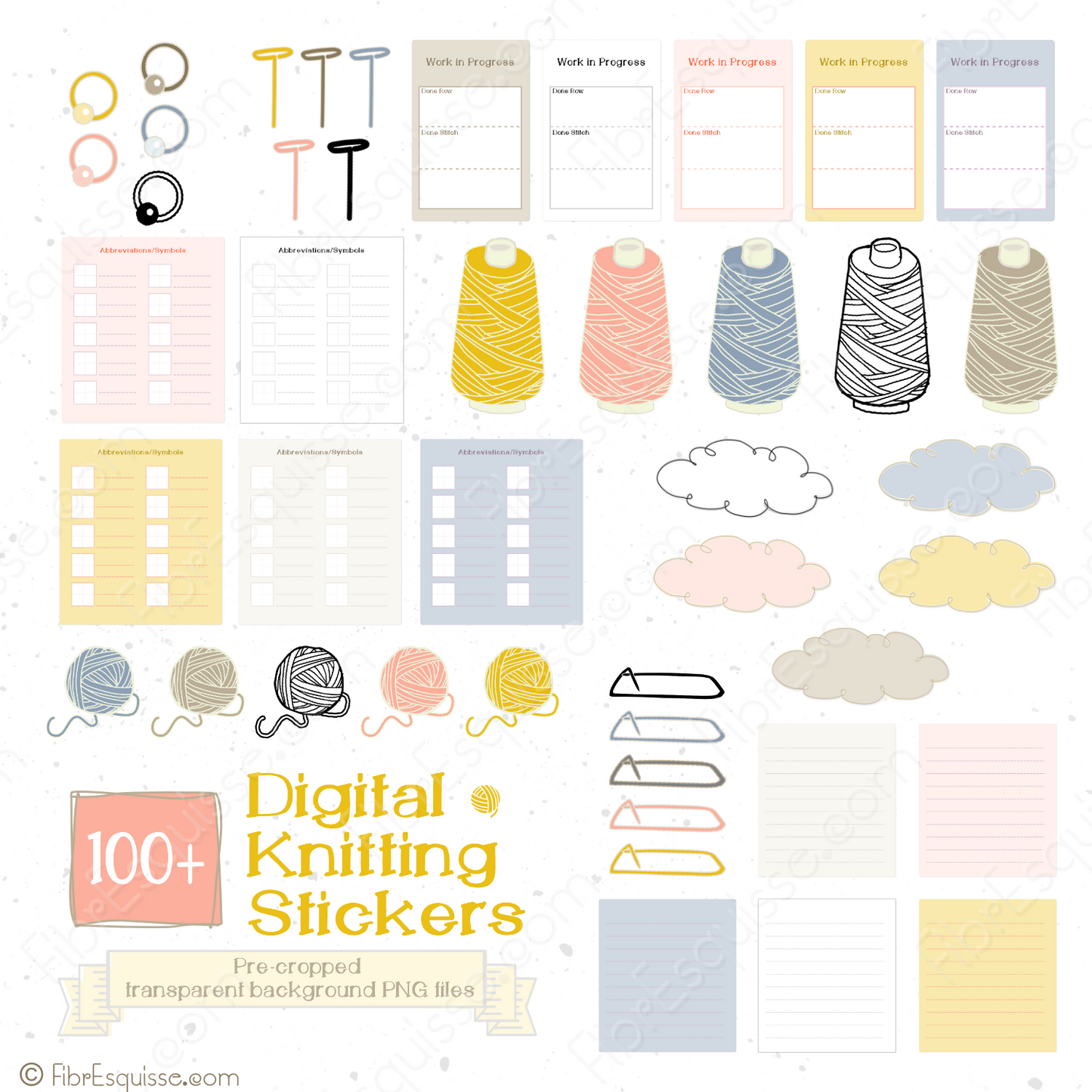 Knitting & Crocheting Planner Template :beige