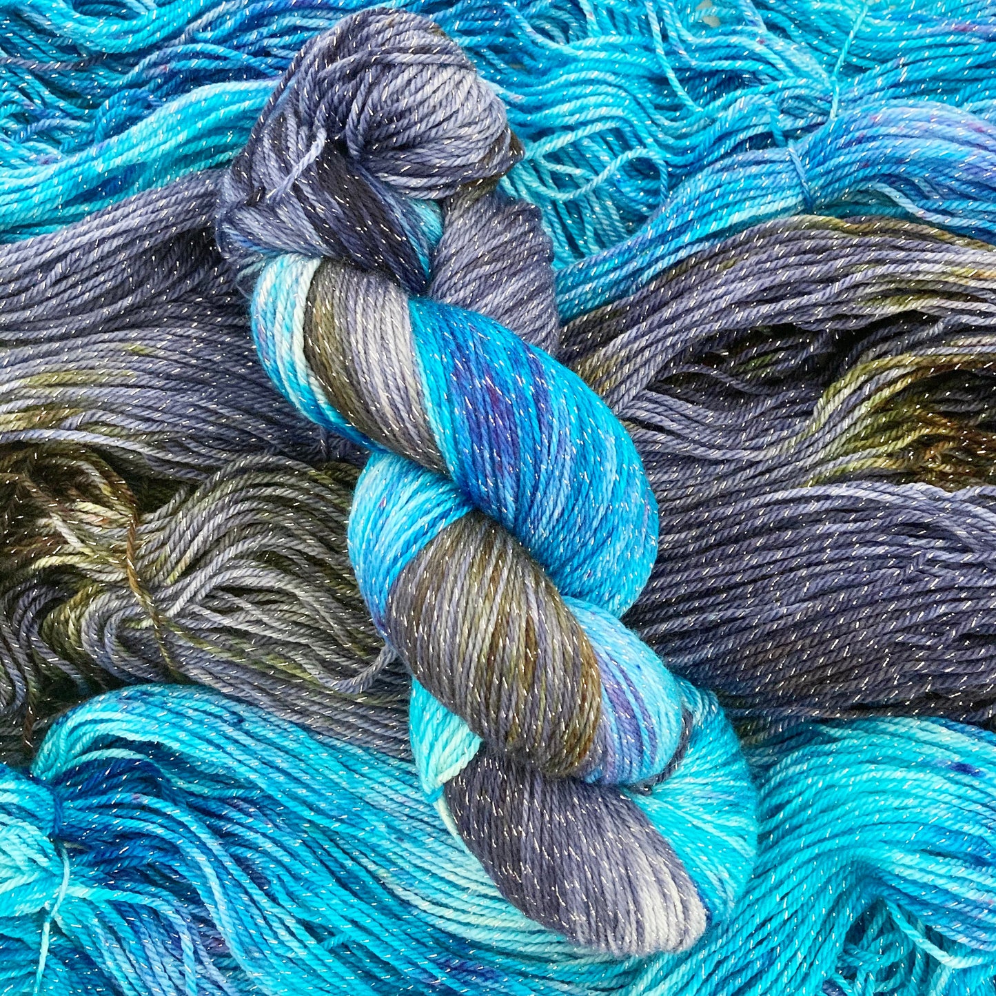 Hand-dyed yarn No.98 lame sock yarn "Königin der Nacht"