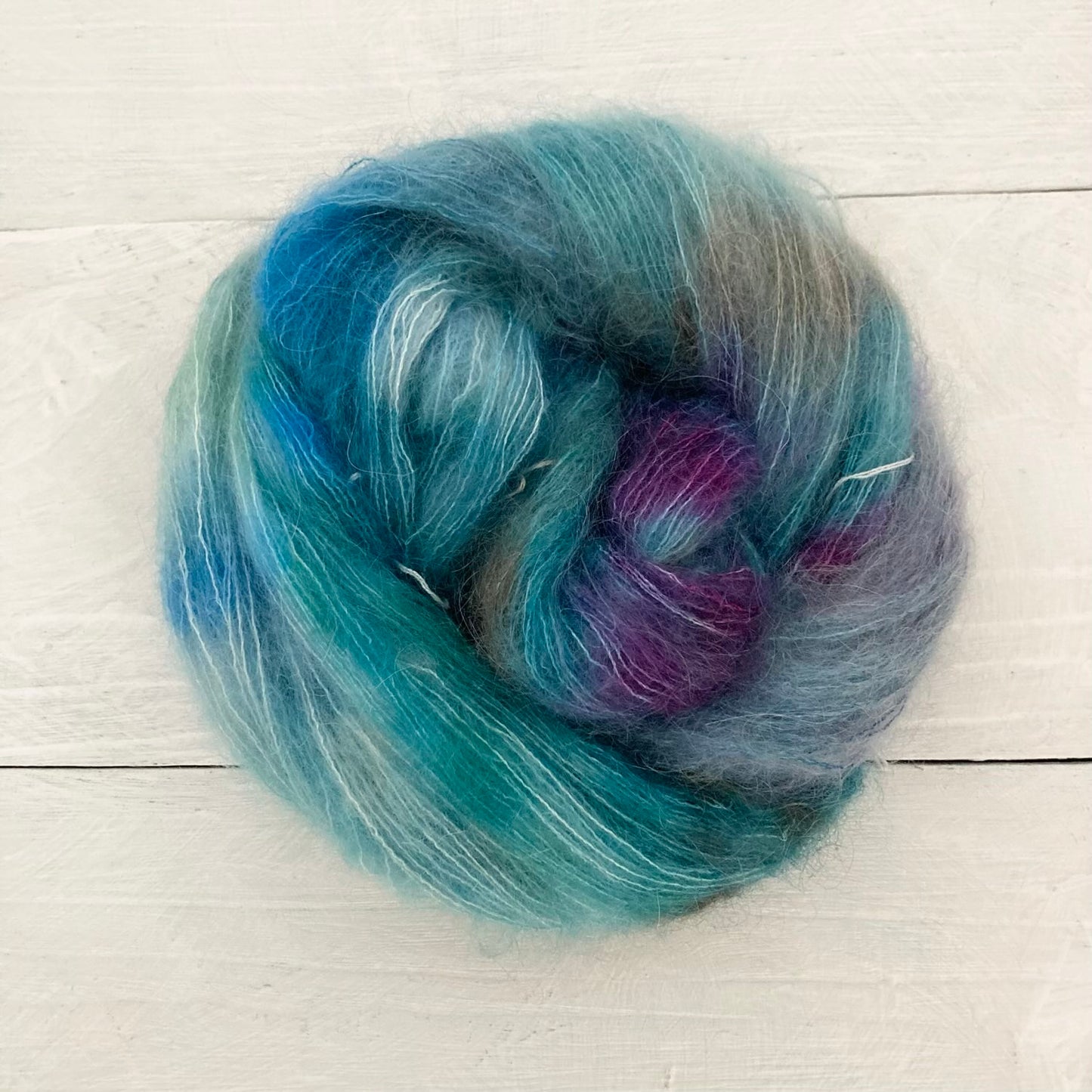 Hand Dyed Yarn No.1 Kid Mohair & Silk "Metsalampi"