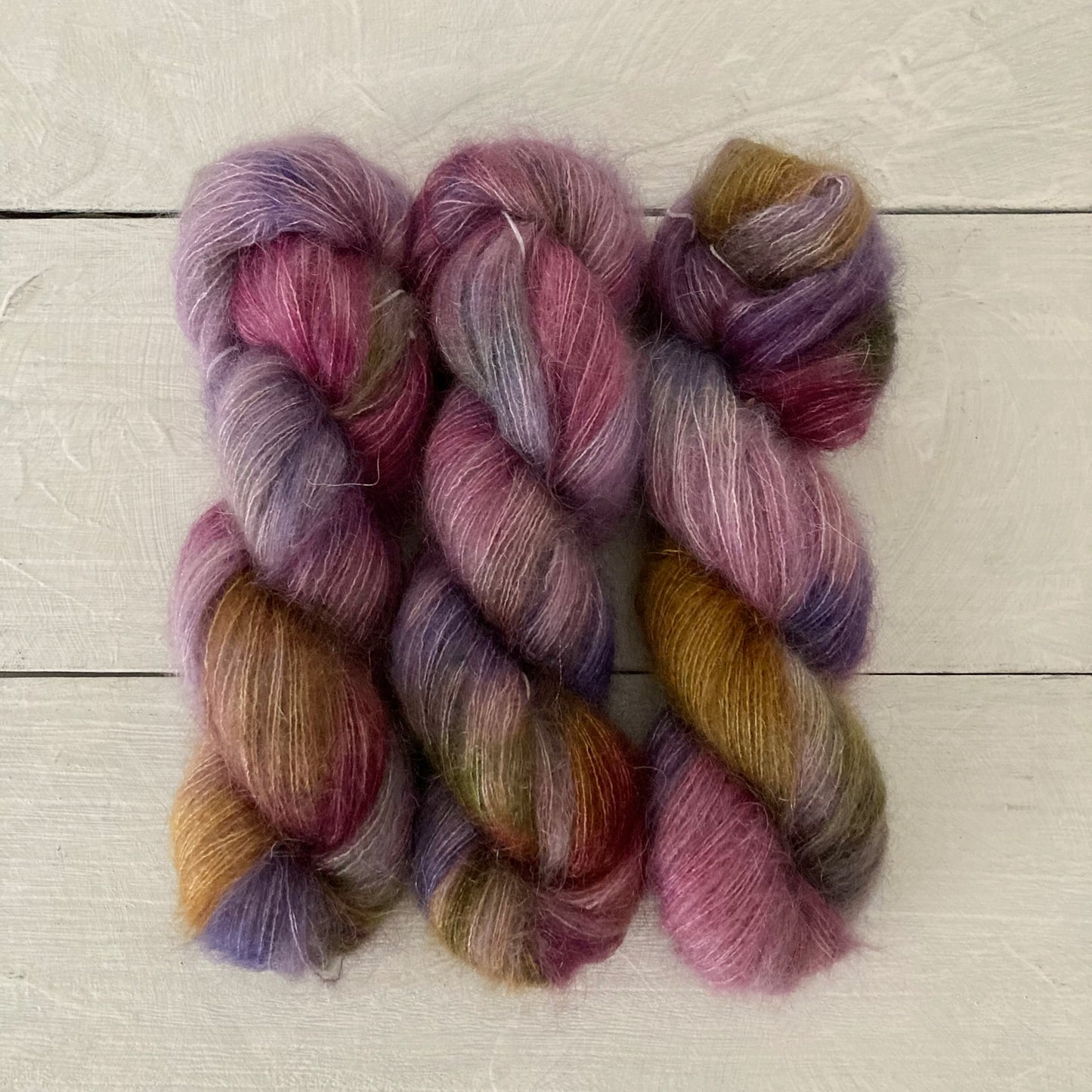 Hand-dyed yarn No.248 Kid Mohair &amp; Silk "Traum durch die Dämmerung"