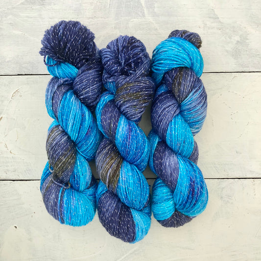 Hand-dyed yarn No.98 lame sock yarn "Königin der Nacht"